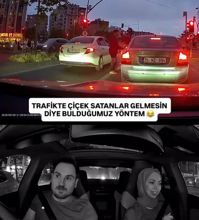 Bir Çift Trafikte Çiçek Satanlar Yaklaşmasın Diye Bulduğu Dahiyane Yöntemi Paylaştı