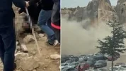 Kapadokya'da peribacası çöktü! İlk görüntüler korkunç